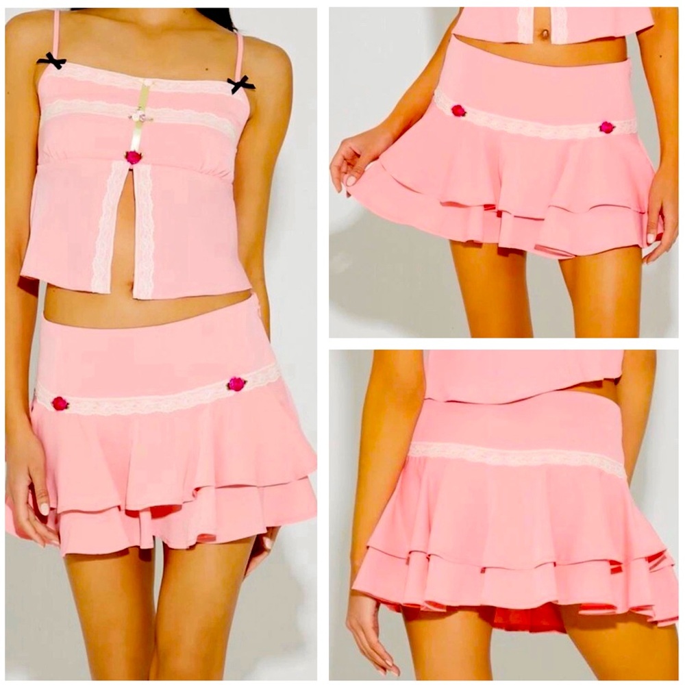 Betsey Johnson x Forever 21 Rosette Pink Mini Skirt